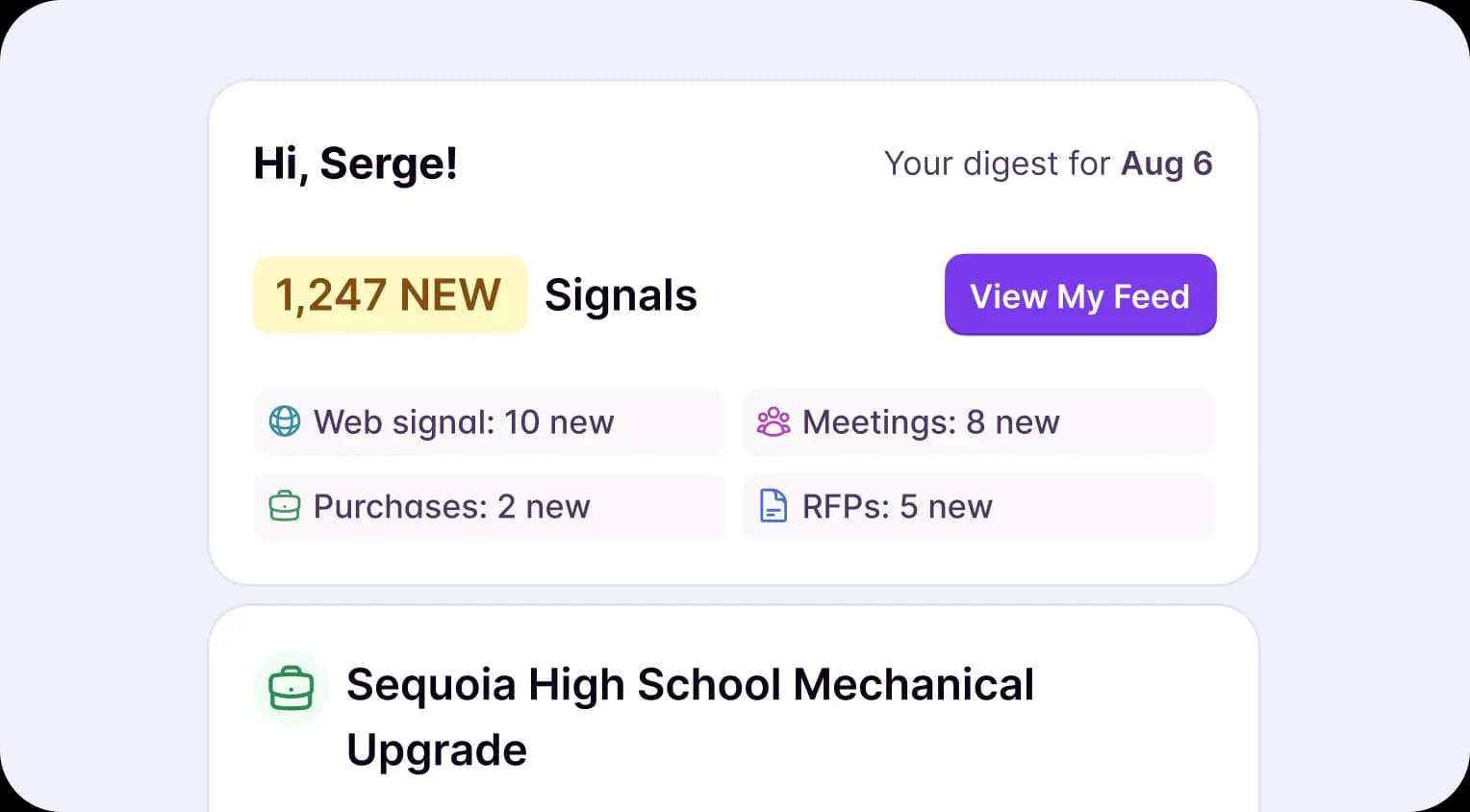 Daily email digest for public sector buying signals